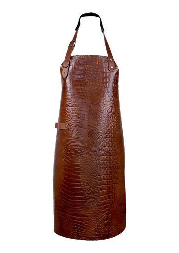 "Lederschürze New York Caiman Cognac mit Nackenband